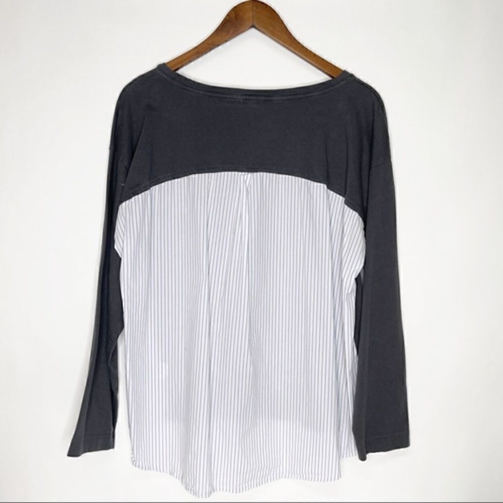 J. Crew Gray PinstriBack Long Sleeve Top - Picture 3 of 5